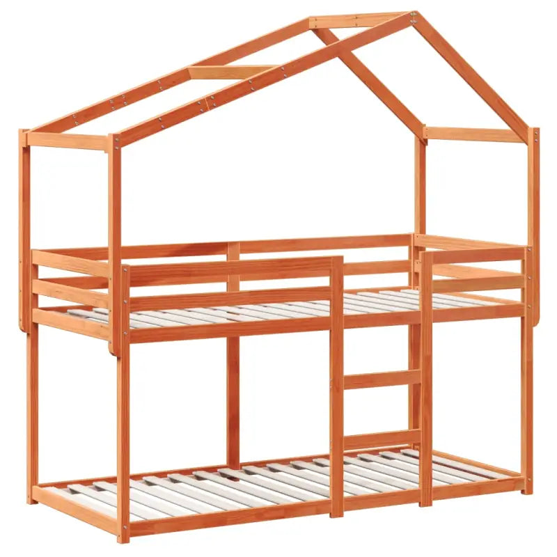 Stapelbed met bedhuis van massief grenenhout en open zijdeur - Bedden & bedframes