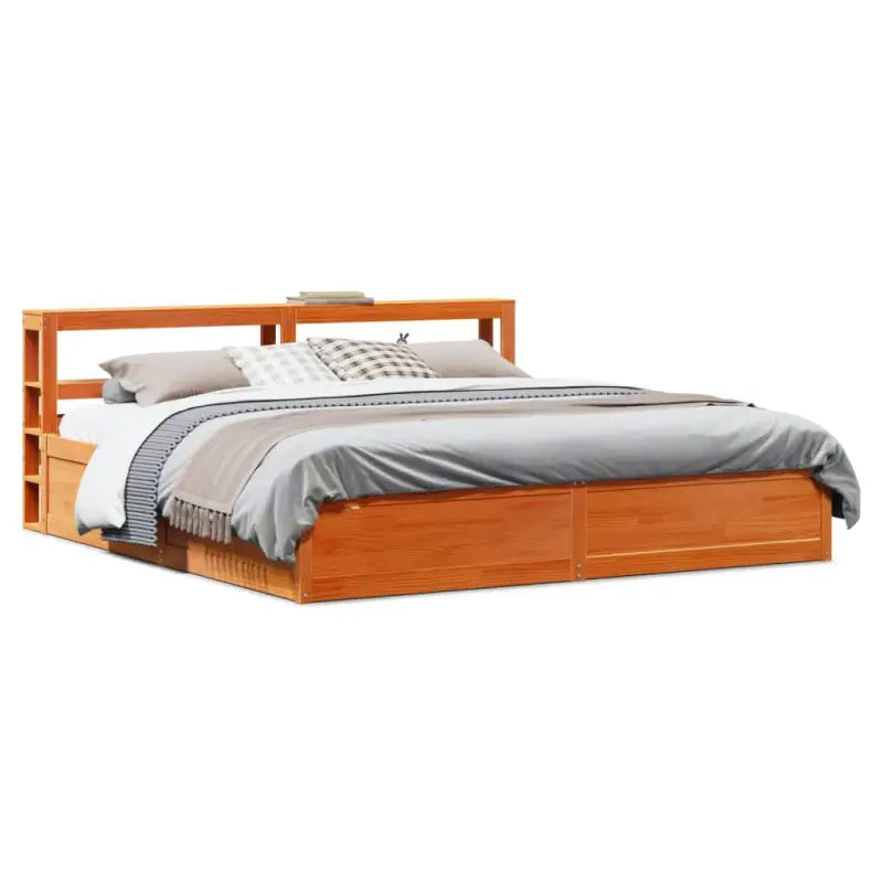 Stevige bedframe van massief grenenhout voor een goede nachtrust - Wasbruin / 200 x 200 cm - Bedden & bedframes