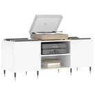 Stevige blad vinylkast met ijzeren poten en bewerkt hout - Cd- & dvd-kasten