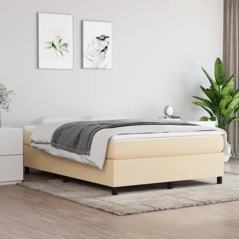 Stijlvol bedframe met multiplex lattenbodem voor optimale slaapkwaliteit - Crème / 140 x 190 cm / 35 cm - Bedden &