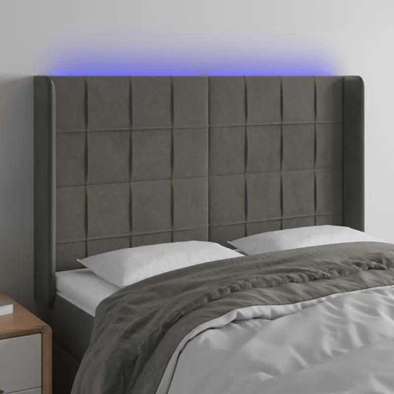 Stijlvol LED Hoofdbord voor een Modern Slaapkamer Accessoire - Donkergrijs / 147 x 16 x 118/128 cm / 1 - Hoofdborden