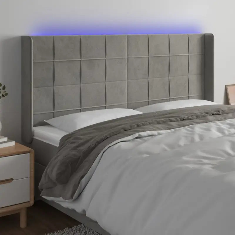 Stijlvol LED Hoofdbord voor een Modern Slaapkamer Accessoire - Lichtgrijs / 163 x 16 x 118/128 cm / 1 - Hoofdborden