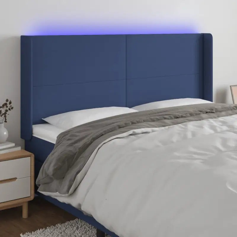 Stijlvol LED Hoofdbord voor een Moderne Slaapkamer - Blauw / 183 x 16 x 118/128 cm / 1 - Hoofdborden en voetborden