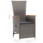 Stijlvolle poly rattan tuinset met gepoedercoate stalen frame en comfortabele stoelen - Grijs - Tuinsets