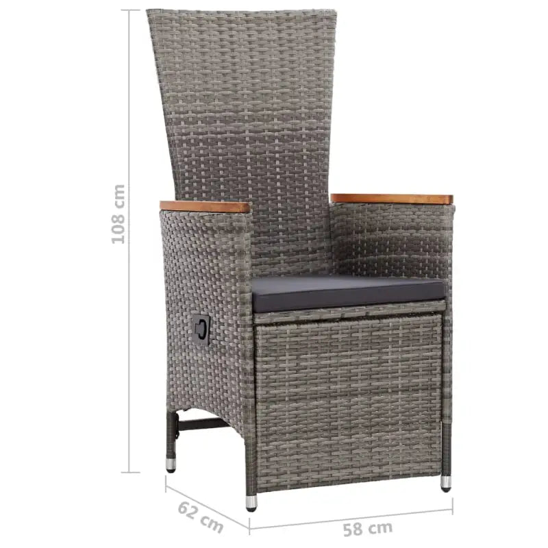 Stijlvolle poly rattan tuinset met gepoedercoate stalen frame en comfortabele stoelen - Grijs - Tuinsets