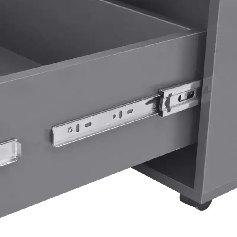 Stijlvolle salontafel van bewerkt hout met hoogglans afwerking en vergrendelbare wielen - Salontafels