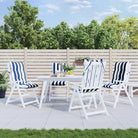 Stoelkussens met hoge rug van oxford stof voor een frisse uitstraling - blauw en witte streep / 4 / with 2 elastic