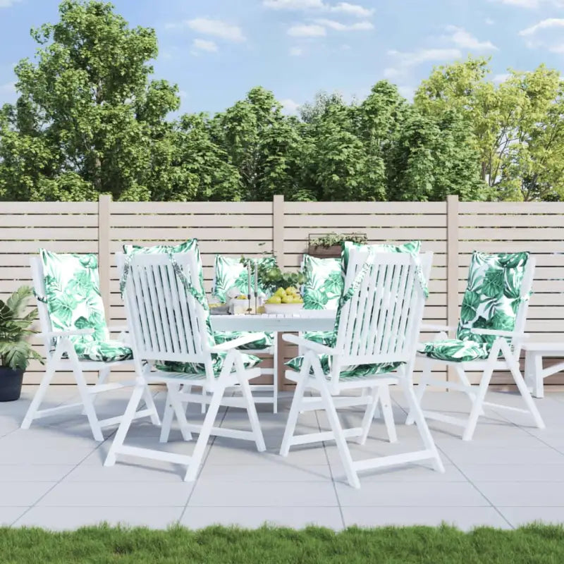 Stoelkussens met hoge rug van oxford stof voor een frisse uitstraling - Bladpatroon / 6 / with 2 elastic straps