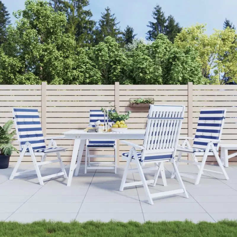 Stoelkussens voor een frisse uitstraling en behouden oorspronkelijke vorm - Blauw en wit / 120 x 50 x 3 cm / 4