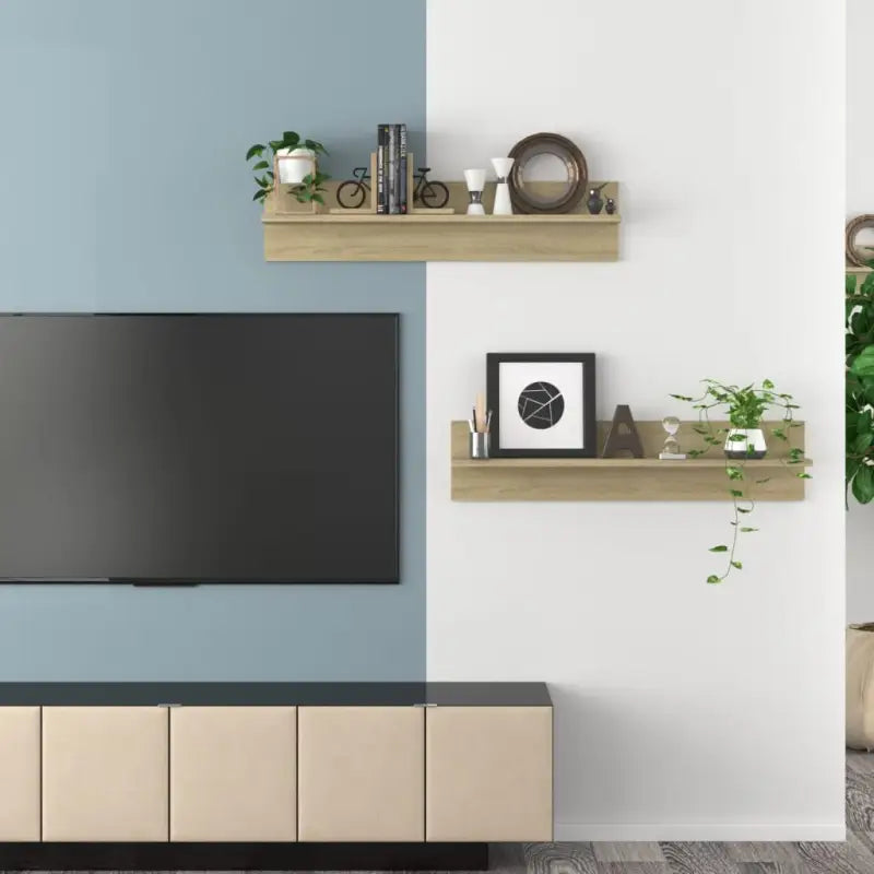 Strakke wandplanken van bewerkt hout voor moderne woonkamers - Sonoma eiken / 2 / 1 - Wandplanken