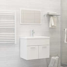 Trendy badkamermeubelset met bewerkt hout en wit materiaal - Wit / 60 x 38.5 x 46 cm - Badkamermeubelsets