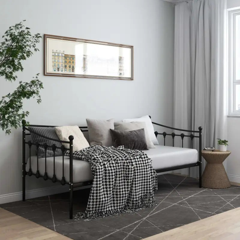 Trendy bedbank voor slapen en comfortabel zitten overdag - Zwart - Bedden & bedframes