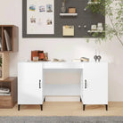 Trendy bureau van bewerkt hout met industrieel design - Hoogglans wit - Bureaus