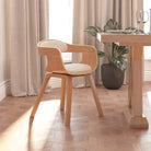 Trendy eetkamerstoelen met gebogen hout en kunstleer voor comfort - Crème en lichtbruin / 1 - Eetkamerstoelen