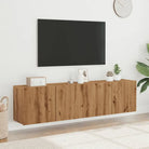 Trendy en duurzame tv-meubel van bewerkt hout - artisanaal eikenkleurig / 2 / 80 cm - Tv-meubels