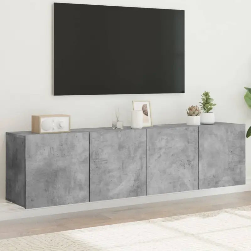 Trendy en duurzame tv-meubel van bewerkt hout - Betongrijs / 2 / 80 cm - Tv-meubels