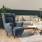 Trendy Fluweel Fauteuil met Comfortabele Hoogte Armleuning - Donkergrijs / 1 / Zonder voetensteun - Fauteuils &