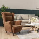 Trendy Fluweel Fauteuil met Comfortabele Hoogte Armleuning - Bruin / 1 / Zonder voetensteun - Fauteuils & Relaxfauteuils