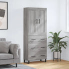 Trendy hoge kast in bewerkt hout met duurzame en stabiele afwerking - Grijs sonoma / 1 / 3 lades - Dressoirs &