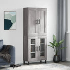 Trendy hoge kast in bewerkt hout met duurzame en stabiele afwerking - Grijs sonoma / 1 / 2 glazen deuren - Dressoirs &