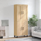 Trendy hoge kast in bewerkt hout met duurzame en stabiele afwerking - Sonoma eiken / 1 / 2 deuren - Dressoirs &