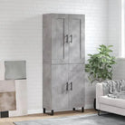 Trendy hoge kast in bewerkt hout met duurzame en stabiele afwerking - Betongrijs / 1 / 2 deuren - Dressoirs &
