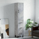 Trendy hoge kast in bewerkt hout met duurzame en stabiele kwaliteit - Betongrijs / 1 / 3 lades - Dressoirs &