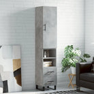 Trendy hoge kast in bewerkt hout met duurzame en stabiele kwaliteit - Betongrijs / 1 / 2 lades 2 schappen - Dressoirs &