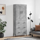 Trendy hoge kast van bewerkt hout met duurzame charme - Betongrijs / 1 / 3 lades - Dressoirs & buffetkasten