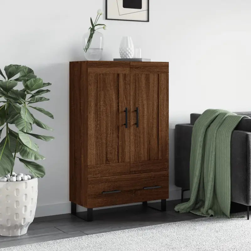 Trendy hoge kast van bewerkt hout met duurzame charme - Bruineiken / 1 - Dressoirs & buffetkasten