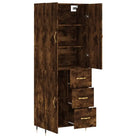 Trendy hoge kast van bewerkt hout met duurzame charme - Dressoirs & buffetkasten
