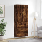 Trendy hoge kast van bewerkt hout met duurzame charme - Gerookt eiken / 1 / 3 lades - Dressoirs & buffetkasten