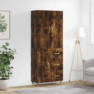 Trendy hoge kast van bewerkt hout met duurzame charme - Gerookt eiken / 1 / 1 deur 3 lades - Dressoirs & buffetkasten