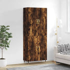 Trendy hoge kast van bewerkt hout met duurzame charme - Gerookt eiken / 1 / 2 deuren - Dressoirs & buffetkasten