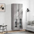 Trendy hoge kast van bewerkt hout met duurzame charme - Grijs sonoma / 1 / 2 glazen deuren - Dressoirs & buffetkasten