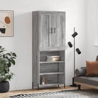 Trendy hoge kast van bewerkt hout met duurzame charme - Grijs sonoma / 1 / 3 schappen - Dressoirs & buffetkasten