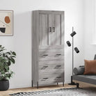 Trendy hoge kast van bewerkt hout met duurzame charme - Grijs sonoma / 1 / 3 lades - Dressoirs & buffetkasten