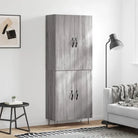 Trendy hoge kast van bewerkt hout met duurzame charme - Grijs sonoma / 1 / 2 deuren - Dressoirs & buffetkasten