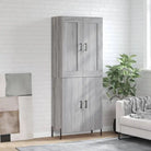Trendy hoge kast van bewerkt hout met duurzame charme - Grijs sonoma / 1 / 2 deuren - Dressoirs & buffetkasten