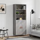Trendy hoge kast van bewerkt hout met duurzame charme - Grijs sonoma / 1 / 2 deuren - Dressoirs & buffetkasten