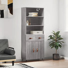 Trendy hoge kast van bewerkt hout met duurzame charme - Grijs sonoma / 1 / 2 deuren 2 lades - Dressoirs & buffetkasten
