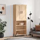 Trendy hoge kast van bewerkt hout met duurzame charme - Sonoma eiken / 1 / 3 schappen - Dressoirs & buffetkasten