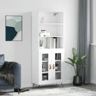 Trendy hoge kast van bewerkt hout met duurzame charme - Wit / 1 / 2 glazen deuren - Dressoirs & buffetkasten