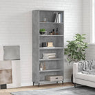 Trendy hoge kast van bewerkt hout met duurzame en stabiele constructie - Betongrijs / 1 / 3 schappen - Dressoirs &
