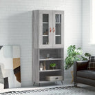 Trendy hoge kast van bewerkt hout met duurzame en stabiele constructie - Grijs sonoma / 1 / 3 schappen - Dressoirs &