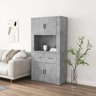 Trendy hoge kast van bewerkt hout met duurzame en stabiele constructie - Betongrijs / 1 - Dressoirs & buffetkasten