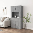 Trendy hoge kast van bewerkt hout met duurzame en stabiele constructie - Grijs sonoma / 1 - Dressoirs & buffetkasten
