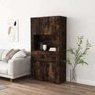 Trendy hoge kast van bewerkt hout met duurzame en stabiele constructie - Gerookt eiken / 1 - Dressoirs & buffetkasten