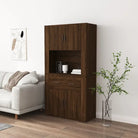 Trendy hoge kast van bewerkt hout met duurzame en stabiele constructie - bruin eikenkleur / 1 - Dressoirs & buffetkasten