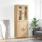 Trendy hoge kast van bewerkt hout met duurzame en stabiele constructie - Sonoma eiken / 1 / 2 deuren - Dressoirs &